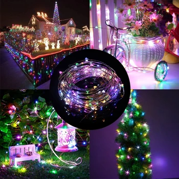 LED Kalėdinė Girlianda LED Sidabro Vielos String Pasakų Žibintai 5M/10M atsparus Vandeniui Žiburiai Kalėdų Dekoracija naujuosius Metus/Kalėdas
