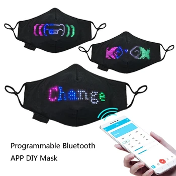 LED Kaukė Programuojamų Pranešimų Ekranas Veido Kaukė Patogi Kaukė App Kontroliuojamos USB Rechargebale Medžiaga Juoda Veido Kaukė