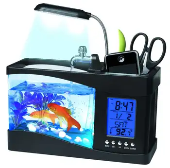 LED Mini Žuvų Bakas Akvariumas Savarankiškai Valymo Rezervuaras Dubenį Patogus Stalas Akvariumas 