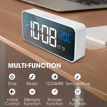 LED Skaitmeninis Laikrodis-Žadintuvas Veidrodis, Žadintuvas Elektroninių Garsų Kontrolės Skaitmeninis LED Laikrodis-Žadintuvas Temperatūra Stalo Dekoro CreativeGift