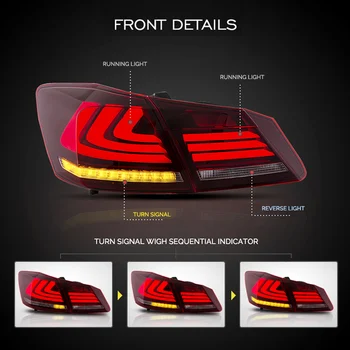 LED Uodegos Šviesos Surinkimo Honda Accord 2013 m. m. m. LED Uodega Lempos su Atbulinės Šviesos Posūkio Signalo Lemputė, Stabdžių Žibintas