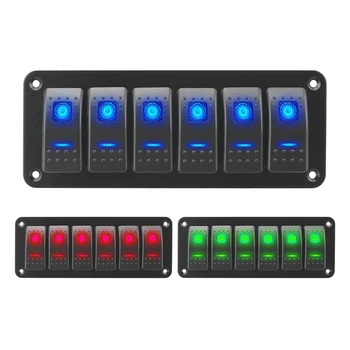 LEEPEE 12/24V 6 Gauja išjungiklių Automobilių Reikmenys Universali Toggle Switch Panel ON-OFF Rokeris LED Jūrų Laivu Karavanas RV