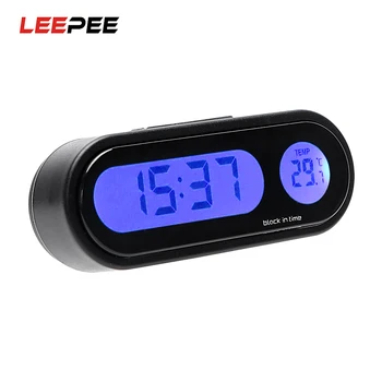 LEEPEE Mini 2 In 1 Skaitmeninis Laikrodis, Papuošalai Termometras Mėlyna Šviesa Automobilių Dekoravimas, Automobilių Puošimas, Interjero Priedai