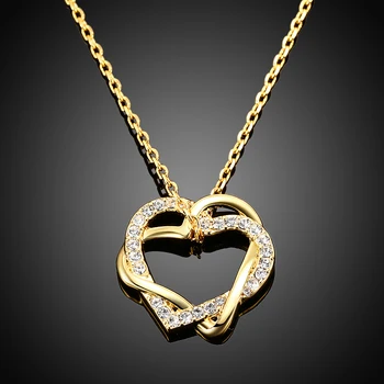 LEKANI Romantiškas Širdies Aukso Spalvos Pakabukas Kaklo Moterims, Aišku, Kubinių Zirconia Karoliai Jubiliejų Karšto Pardavimo bižuterijos