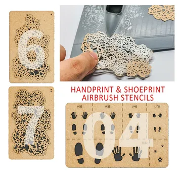 LIANG-0004 Handprint Poveikis Shoeprint Pėdsaką Airbrush Trafaretai Įrankiai 1/16 1/35 Modelis 1/48 Dekoratyvinis Rinkiniai 0006 0007