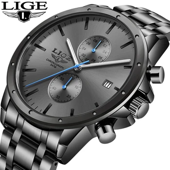 LIGE 2020 Nauji Laikrodžiai Mens Top Brand Prabanga, Nerūdijančio Plieno, Kvarcas Žiūrėti Vyrams, Vandeniui Sporto Chronograph Vyrų Klasikinis Laikrodis