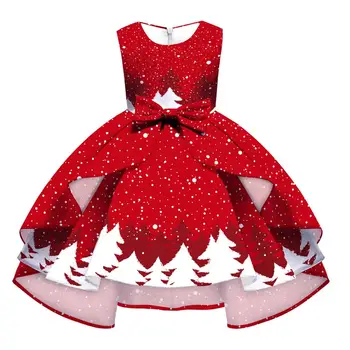 LZH 2020 m. Rudens Žiemos Kalėdų Dress Vaikai Mados Spausdinimo Vaikams Apsirengti Saldus Rankovių Kalėdų Princesė Dress 8-10 Metų