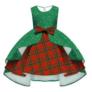 LZH 2020 m. Rudens Žiemos Kalėdų Dress Vaikai Mados Spausdinimo Vaikams Apsirengti Saldus Rankovių Kalėdų Princesė Dress 8-10 Metų