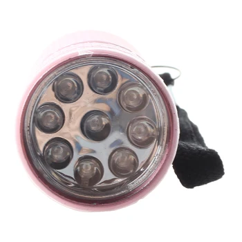 Lauko Mini Rožinės spalvos Guma Padengtas 9-LED Žibintuvėlį, Fakelą Dropshipping
