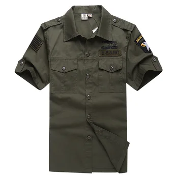 Lauko Vyrų Karinę Uniformą JAV oro desanto Divizijos Mokymo Tactical Marškiniai Armijos Ventiliatorius Kvėpuojantis Medvilnės trumpomis Rankovėmis Pėsčiųjų Marškinėliai