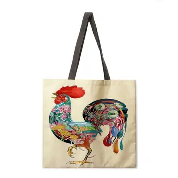 Lauko paplūdimio krepšys gyvūnų Ukiyo-e lino tote krepšys moteriška laisvalaikio nešiojamų lady pečių maišą, sulankstomas pirkinių krepšys