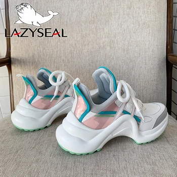 LazySeal 2020 Mados Sportbačiai Moterims Kvėpuojantis Akių Batai Moteriška Sneaker Nėriniai Didelis Laisvalaikio Moterų Vulcanize Batų Platfrom