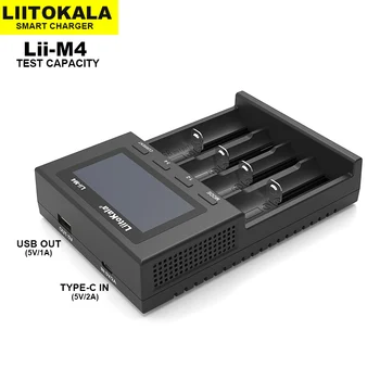 LiitoKala Lii-M4 5V 18650 Pakrovėjas, LCD Ekranas Universalus Protingo Įkroviklio Bandymo pajėgumas, 26650 18650 21700 18500 AA, AAA ir t.t