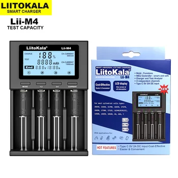 LiitoKala Lii-M4 5V 18650 Pakrovėjas, LCD Ekranas Universalus Protingo Įkroviklio Bandymo pajėgumas, 26650 18650 21700 18500 AA, AAA ir t.t
