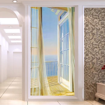 Lipnios atsparus Vandeniui Sienų Tapetai, 3D Stereo Balkonas Marina Sienų Lipdukai Kambarį Viešbutyje Įėjimo Nuimamu 3D Freska