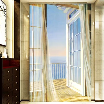 Lipnios atsparus Vandeniui Sienų Tapetai, 3D Stereo Balkonas Marina Sienų Lipdukai Kambarį Viešbutyje Įėjimo Nuimamu 3D Freska