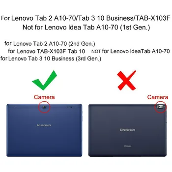 Litchi stiliaus PU Odos Atveju Lenovo Tab 2 A10-70F/L A10-30 X30F/M Tab 3 X70 X70F/M Tab 10 TB-X103FX 103F 10.1 atveju+Filmas+Rašiklis
