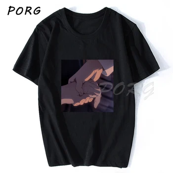 Liūdna Anime Vaporwave T-Shirt Estetinės Japonijos Otaku T-Marškinėliai Vyrams, Atsitiktinis T Marškinėliai Medvilnės, Trumpomis Rankovėmis Tees Streetwear Marškinėlius