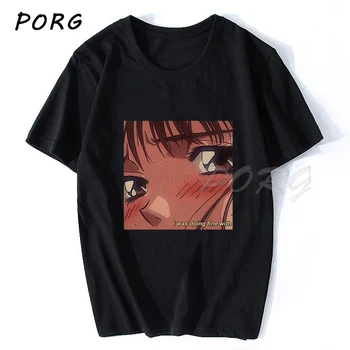 Liūdna Anime Vaporwave T-Shirt Estetinės Japonijos Otaku T-Marškinėliai Vyrams, Atsitiktinis T Marškinėliai Medvilnės, Trumpomis Rankovėmis Tees Streetwear Marškinėlius