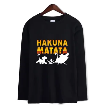 Liūtas Karalius Simba Hakuna Matata print t shirt vyrai moterys ilgomis rankovėmis marškinėlius (T-shirt harajuku mados t marškinėliai topai 4XL drabužiai