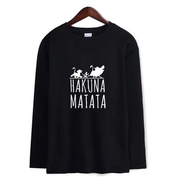 Liūtas Karalius Simba Hakuna Matata print t shirt vyrai moterys ilgomis rankovėmis marškinėlius (T-shirt harajuku mados t marškinėliai topai 4XL drabužiai