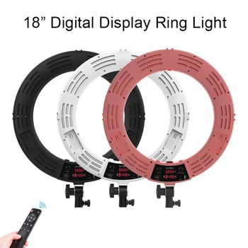 MAMEN 18 Colių Selfie Žiedas Šviesos diodų (LED) Studio Vaizdo Fotografija Apšvietimo 