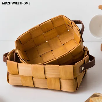 MDZF SWEETHOME Bambuko Nešiojamų Vaisių Krepšeliu Daržovių Karamelinis Desertas Kiaušinių Krepšelio Pynimo Iškylą Krepšelį Virtuvės Darbastalio Saugojimas
