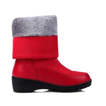 MORAZORA Plius dydis 35-44 juoda raudona sniego batai moterims kaukolės viduryje aukštakulniai platformos batai pliušinis šilti žieminiai batai moterų avalynė avalynė