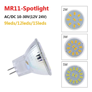 MR11 LED Prožektoriai, Lemputės AC/DC 12V 24V Led Lempos, GU4.0 5730 2W 3W 5W Vietoje šviesos Lempa 20W 30W 50W Halogeninė Lemputės Lygiavertis 5vnt/daug
