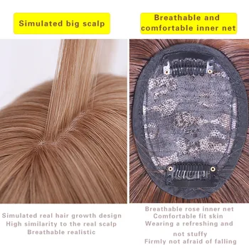 MUMUPI Moterims, Natūralios Spalvos, Tiesūs Plaukai, Bang Pakraštyje Viršų Uždarymo plaukų segtukai 10/14 Colių Sintetinių Plaukų Įrašą Toupee Hairpieces
