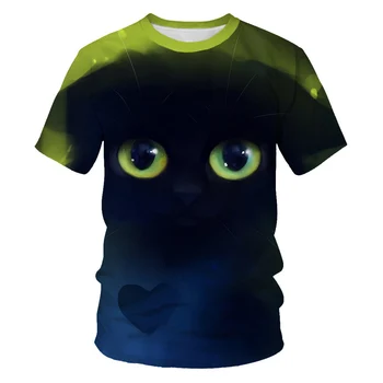 Mados 2020 Naujas Cool T-shirt berniukų/mergaičių 3d Marškinėlius Spausdinti dvi katės trumpomis Rankovėmis Vasaros Viršūnes Tees marškinėliai Vaikams 4-14T