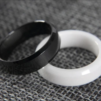 Mados 6 mm pločio juoda balta Žiedai Kosmoso keramikos papuošalų žiedas Didmeninė paprasta uodega žiedas vyrų ir moterų partijos priedai