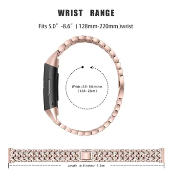 Mados Deimantų Diržu, Fitbit Mokestis 4 3 Watch Band Moterų Mergina Metalo Apyrankė Charge4 Diržas Reguliuojamas Apyrankės