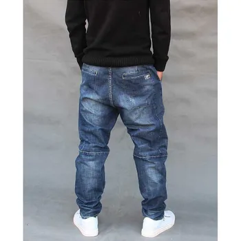 Mados Haremas Džinsai Vyrams, Atsitiktinis Hip-Hop Džinsinio Audinio Kelnės Streetwear Prarasti Baggy Kelnės Vyrų Drabužiai