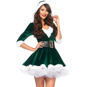 Mados Moterų Pusė Rankovės Kietasis Populiarus Ponios Kalėdų Senelio Kalėdos Kostiumas Cosplay Apranga Waistbelt Išgalvotas Kalėdų Mini Suknelė