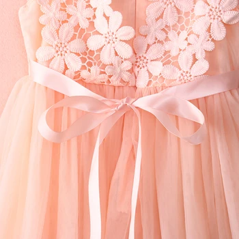 Mados Pretty Baby Girl Rankovių Gėlių suknelė Princesė Nėrinių+Tiulio Backless Suknelė Suknelės, Šaliai, 2-7Y