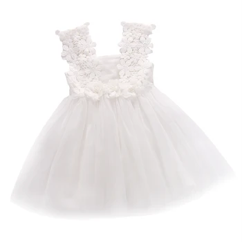 Mados Pretty Baby Girl Rankovių Gėlių suknelė Princesė Nėrinių+Tiulio Backless Suknelė Suknelės, Šaliai, 2-7Y