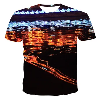 Mados Vasaros Marškinėlius Vyrų 2020 3D Kraštovaizdžio Spausdinimo vyriški T-Shirt Kvėpuojantis Streetwear Sujungimas Spausdinti Marškinėliai Vyrams XXS-6XL