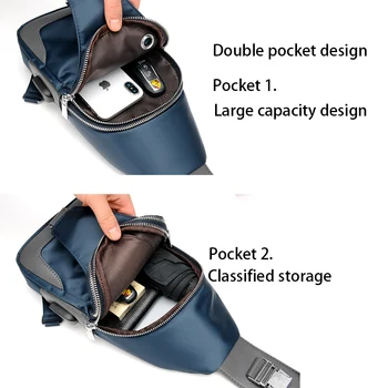 Mados Vyrų Pečių Maišą USB Įkrovimo Crossbody krepšiai Vyrų Kovos Vagystės Messenger Maišeliai Krūtinės Krepšys, atsparus Vandeniui Vyrų Nailono Krepšys Atsitiktinis