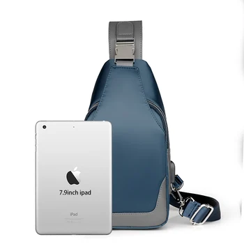 Mados Vyrų Pečių Maišą USB Įkrovimo Crossbody krepšiai Vyrų Kovos Vagystės Messenger Maišeliai Krūtinės Krepšys, atsparus Vandeniui Vyrų Nailono Krepšys Atsitiktinis