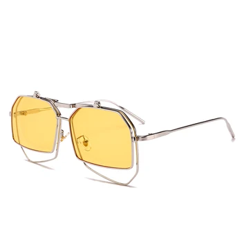 Mados aikštė akiniai, akiniai nuo saulės moterų moterų, mergaičių 2018 prabangos prekės unikalus raudona geltona derliaus moteriški saulės akiniai atspalvių