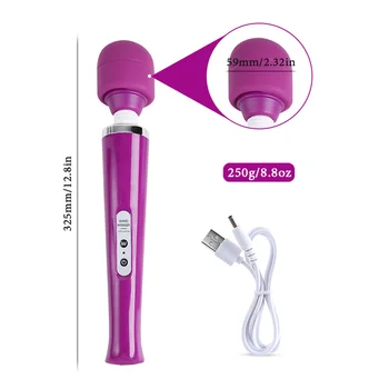 Magic wand masažas stick masažas USB įkrovimo vandeniui vibracija kaklo, juosmens massager moterų suaugusiųjų žaislas ES plug