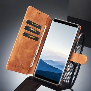 Magnetinio Odinis Dėklas, Skirtas Samsung Galaxy A6 A8 Plius A7 A8 A9 2018 S7 Krašto S8 S9 Plus Pastaba 8 9 Atveju Piniginės Kortelės Laikiklį, Flip Dangtelis
