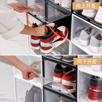Magnetinio batų dėžės sutirštės skaidrus, batų dėžės plastiko batų moliusko geldele stalčių tipo, batų dėžės batų saugojimo dėžutė