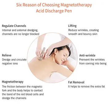 Magnetotherapy Rūgšties Išleidimo Pen Meridian Tašką Magnetinio Masažo Terapija Stick Limfos Rūgšties Drenažo Magnetotherapy Rašiklis, Šakutė