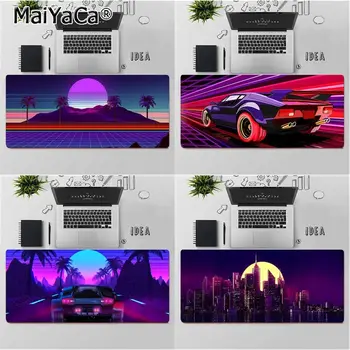 MaiYaCa Aukštos Kokybės Neon Retrowave Žaidimų Žaidėjas stalas laptop Guma Pelės Kilimėlis Nemokamas Pristatymas Didelis, Mouse Pad Klaviatūros Kilimėlis
