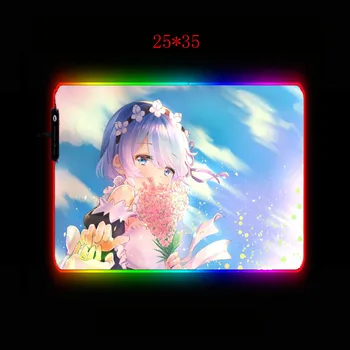 Mairuige Vėl Nulis Rem RGB Didelis Žaidimų Anime Pelės Mygtukai Led Kompiuterio Kilimėlis Didelis Pelės Kilimėlis su Apšvietimu Klaviatūros Stalas Kilimėlis