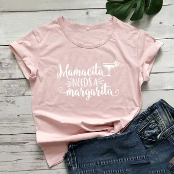 Mamacita Reikia Margarita Juokingi Marškinėliai Moterims 2020 Metų Vasaros Medvilnės Marškinėlius Moterims trumpomis Rankovėmis Camisetas Mujer Juoda Femme T-shirts