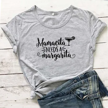 Mamacita Reikia Margarita Juokingi Marškinėliai Moterims 2020 Metų Vasaros Medvilnės Marškinėlius Moterims trumpomis Rankovėmis Camisetas Mujer Juoda Femme T-shirts