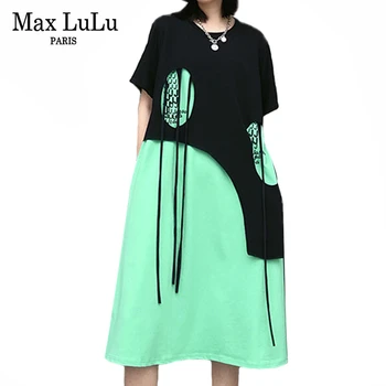 Max LuLu 2020 Korėjos Mados Streetwear Ponios Vasaros Ilgos Suknelės Moterims Skylių Kratinys Moteriška Suknelė Elegantiškas Plus Size Vestidos